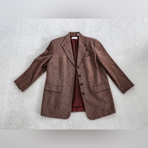 Liz Claiborne Brown Wool Tweed Jacket Blazer - Picture 1 of 7
